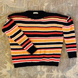 So Perla Orange & Black Striped Sweater